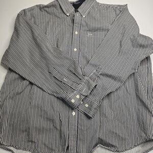 John Ashford Men's Black and White Striped Button‎ Down Shirt